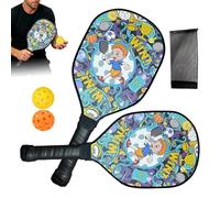 Set Aus Holz Mit Tasche | 2er Paddelschläger & 2 Bälle | Leichtes Racketball Set Mit Rutschfestem Griff | Paddelball Schläger Für Kinder & Erwachsene
