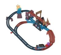 Fisher-Price Thomas y sus Amigos Circuito de tren motorizado, aventura en las cuevas de cristal con Thomas, puente basculante y pista de 2,5metros para niños y niñas a partir de 3 años, HMC28