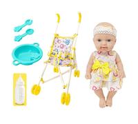 Set Bambola Passeggino - Giocattolo Realistico Cura Neonati Con Completi | Bambola 10 Pollici Carrozzina Leggera Pieghevole, Design Sicuro Creativo Per Giochi Di Finzione, Attività Educativa
