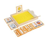 Set Bandeja de - de escritura sensorial de madera, juguete didáctico para el desarrollo motor fino, actividad educativa preescolar para aprender las letras 'alfabeto con tarjetas de d