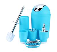 Set Baño 6Pz Azul Dispensador Portacepillos