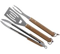 Set Barbacoa 3 Pzas Mango Madera Pinza Tenedor Espátula