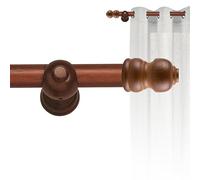 Set barra de madera de cortina con Diámetro 30mm, Kit barra de cortina instalación a pared Barra Avellana de 1,5m con terminal CLASIC Barras de cortinas CINTACOR