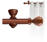 Set barra de madera de cortina con Diámetro 30mm, Kit barra de cortina instalación a techo Barra Avellana de 1,5m con terminal ESFERA Barras de cortinas CINTACOR