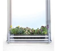Set básico Masu SIN Elemento Decorativo, sujeta macetas Ventana alféizar Ventana Exterior, Carril telescópico 78-140cm, Soporte anticaida de jardineras, Soporte para maceteros, (señal Gris)