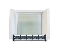 Set básico Masu, sujeta macetas Ventana alféizar Ventana Exterior, Carril telescópico 78-140cm, Soporte anticaida de jardineras, Soporte para maceteros, edición Austriaca (Antracita, Ondas)