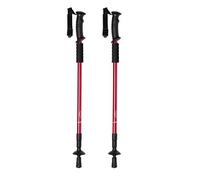 Set Bastones de Senderismo, Aluminio Ligero, Ajustables en Altura, Extensibles telescopicos, con Amortiguación, 5 Colores, + Funda (Rojo)