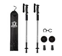 Set Bastones de Senderismo, Aluminio Ligero, Ajustables en Altura, Extensibles telescopicos, con Amortiguación, 5 Colores, + Funda