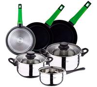 Set Batería de cocina 5 piezas con tapa de vidrio y 3 Sartenes antiadherentes San Ignacio Vitoria