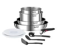 Tefal Ingenio - Batería de cocina (10 unidades, estufas, ollas, tapas herméticas, mango extraíble, inducción, acero inoxidable, apilable, antiadherente, apto para lavavajillas, Emotion L8971S04)