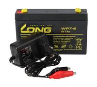 Set - Batería De Plomo Y Cargador - 6V 7Ah KungLong Batería 0,6A Cargador