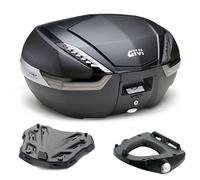 GIVI V47 Monokey Caja superior de aluminio, negro/carbono/transparente, Talla 47 litros