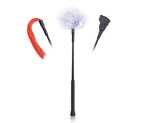 Set BDSM 3 en 1 con Plumero, Paddle y Flogger - Accesorio Erótico para Parejas, Kit Bondage Adultos para Juegos Previos y Rol Sensual Variado