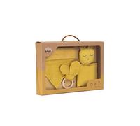 Set bebé: Doudou, Bandana, Mordedor Muselina Oso ocre