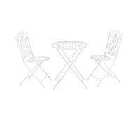 [en.casa] Conjunto Mesa y Sillas Jardín Biella Juego de Bistró 3 Piezas Vintage Mesa Redonda con 2 Sillas Plegables para Terraza Balcón Patio 71 x 60 cm Acero - Blanco