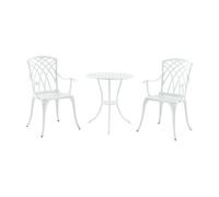 casa.pro Set Bistró de 3 Piezas Vena Conjunto de 1 Mesa con Abertura para Sombrilla y 2 Sillas Juego de Muebles de Exterior Terraza Jardín Patio Balcón Aluminio - Blanco