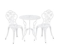 Set bistró de 3 piezas wakefield aluminio fundido 62xø59 cm blanco [casa.pro]