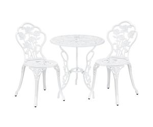 Set bistró de 3 piezas wakefield aluminio fundido 62xø59 cm blanco [casa.pro]