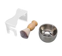 Set Brochas de Afeitar Hombre, 3 Piezas con Soporte Acrílico y Bol para Espuma - Suavidad y Secado Rápido, Ideal Para Afeitado Tradicional Diario
