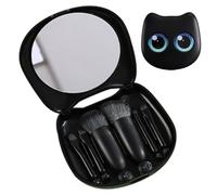 Set Brochas Maquillaje Espejo Gato Set Cosmético