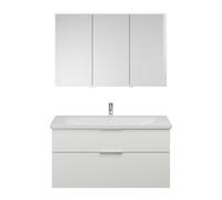 Set burgbad Eqio, compuesto por armario con espejo a la derecha, lavabo de cerámica y mueble bajo para lavabo, anchura 1230mm, SFAN123LF6582C0001G0146, Color: Blanco mate / Blanco mate, mango cromado