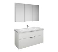 Set burgbad Eqio, compuesto por armario con espejo a la derecha, lavabo de cerámica y mueble bajo para lavabo, anchura 1230mm, SFAN123LF2009C0001G0146, Color: Blanco brillo intenso / Blanco brillo int
