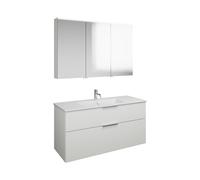 Set burgbad Eqio, compuesto por armario con espejos a la derecha, lavabo de cerámica Slim y mueble bajo para lavabo, anchura 1220mm, SHCP122LF2009C0001G0146, Color: Blanco brillo intenso / Blanco bril