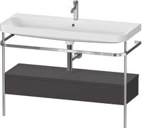 Set c-bonded Duravit Happy D.2 Plus con consola metálica y cajón, 1175x490mm, 1 agujero para grifo, HP4844O80800000, Color: Decoración grafito supermate