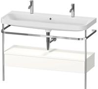 Set c-bonded Duravit Happy D.2 Plus con consola metálica y cajón, 1175x490mm, 1 agujero para grifo, HP4854O84840000, Color: Decoración blanco supermate