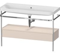 Set c-bonded Duravit Happy D.2 Plus con consola metálica y cajón, 1175x490mm, sin agujero para grifo, HP4844N83830000, Color: Decoración supermate color topo