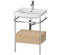 Set c-bonded Duravit Happy D.2 Plus con consola metálica y cajón, 575x490mm, 1 agujero para grifo, HP4840O7171, Color: Roble mediterráneo Chapa de madera auténtica