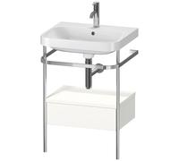 Set c-bonded Duravit Happy D.2 Plus con consola metálica y cajón, 575x490mm, 1 agujero para grifo, HP4840O8484, Color: Decoración blanco supermate