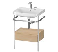 Set c-bonded Duravit Happy D.2 Plus con consola metálica y cajón, 575x490mm, 2 agujeros para grifo, HP4840E7171, Color: Roble mediterráneo Chapa de madera auténtica