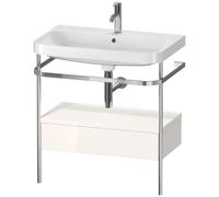 Set c-bonded Duravit Happy D.2 Plus con consola metálica y cajón, 775x490mm, 1 agujero para grifo, HP4842O2222, Color: Decoración blanca de alto brillo
