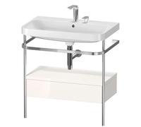 Set c-bonded Duravit Happy D.2 Plus con consola metálica y cajón, 775x490mm, 2 agujeros para grifo, HP4842E2222, Color: Decoración blanca de alto brillo