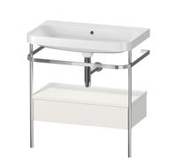 Set c-bonded Duravit Happy D.2 Plus con consola metálica y cajón, 775x490mm, sin agujero para grifo, HP4842N3939, Color: Nórdico Seda blanca laca mate