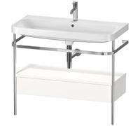 Set c-bonded Duravit Happy D.2 Plus con consola metálica y cajón, 975x490mm, 1 agujero para grifo, HP4843O8484, Color: Decoración blanco supermate