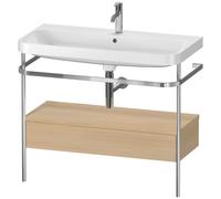 Set c-bonded Duravit Happy D.2 Plus con consola metálica y cajón, 975x490mm, 1 agujero para grifo, HP4843O7171, Color: Roble mediterráneo Chapa de madera auténtica