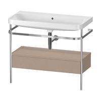 Set c-bonded Duravit Happy D.2 Plus con consola metálica y cajón, 975x490mm, sin agujero para grifo, HP4843N7575, Color: Decoración de lino