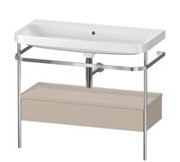 Set c-bonded Duravit Happy D.2 Plus con consola metálica y cajón, 975x490mm, sin agujero para grifo, HP4843N6060, Color: Seda topo laca mate