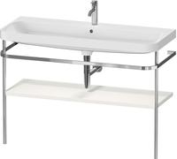 Set c-bonded Duravit Happy D.2 Plus con soporte metálico, 1175x490mm, 1 agujero para grifo, HP4839O39390000, Color: Nórdico Seda blanca laca mate