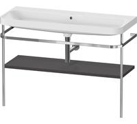 Set c-bonded Duravit Happy D.2 Plus con soporte metálico, 1175x490mm, sin agujero para grifo, HP4839N80800000, Color: Decoración grafito supermate
