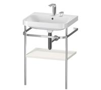 Set c-bonded Duravit Happy D.2 Plus con soporte metálico, 575x490mm, 2 agujeros para grifo, HP4835E3939, Color: Nórdico Seda blanca laca mate