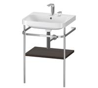 Set c-bonded Duravit Happy D.2 Plus con soporte metálico, 575x490mm, 2 agujeros para grifo, HP4835E6969, Color: Nogal cepillado Chapa de madera auténtica