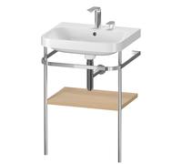 Set c-bonded Duravit Happy D.2 Plus con soporte metálico, 575x490mm, 2 agujeros para grifo, HP4835E7171, Color: Roble mediterráneo Chapa de madera auténtica