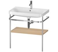Set c-bonded Duravit Happy D.2 Plus con soporte metálico, 775x490mm, 1 agujero para grifo, HP4837O7171, Color: Roble mediterráneo Chapa de madera auténtica