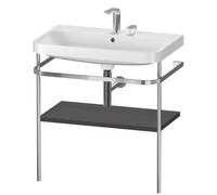 Set c-bonded Duravit Happy D.2 Plus con soporte metálico, 775x490mm, 2 agujeros para grifo, HP4837E8080, Color: Decoración grafito supermate