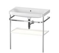 Set c-bonded Duravit Happy D.2 Plus con soporte metálico, 775x490mm, sin agujero para grifo, HP4837N3636, Color: Blanco seda lacado mate