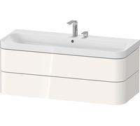 Set c-bonded Duravit Happy D.2 Plus suspendido, 1175x490mm, 2 cajones, 2 agujeros para grifería, HP4349E22220000, Color: Decoración blanca de alto brillo