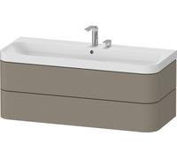 Set c-bonded Duravit Happy D.2 Plus suspendido, 1175x490mm, 2 cajones, 2 agujeros para grifería, HP4349E92920000, Color: Gris piedra Seda Barniz mate